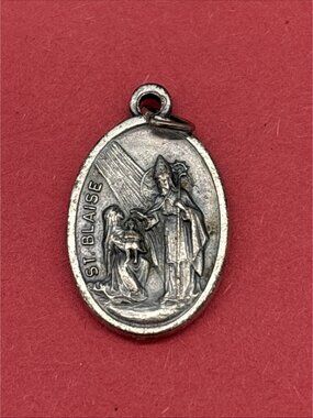 Vintage St. Blaise & St. Martin De Porres Silver Oval Pendant